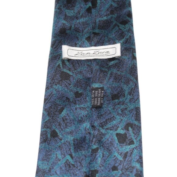 Zara Zara Tie Light Blue Dark Blue and Black 100% Silk Formal Business Classic - Picture 5 of 5